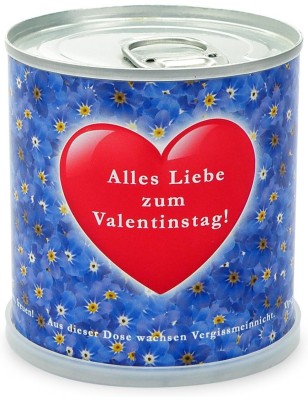 Blumengrüße aus der Dose - Valentinstag Herz mit Vergissmeinnicht