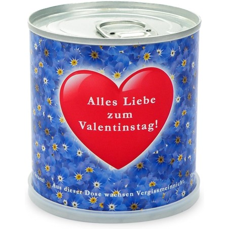 Blumengrüße aus der Dose - Valentinstag Herz mit Vergissmeinnicht