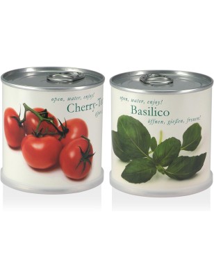 MacFlowers® Blumen in der Dose Geschenk Set Cherry Tomato - Basilico