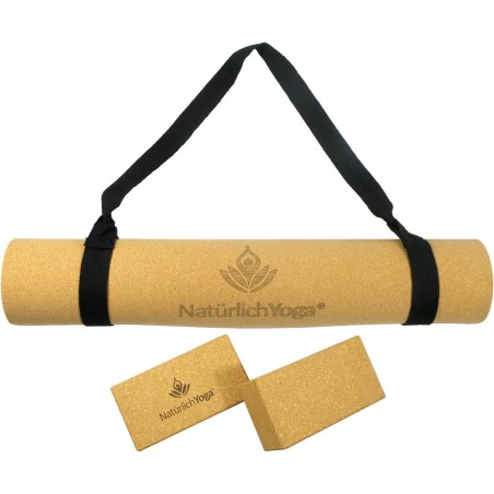 NatürlichYoga® - Yogamatte Und Yogablock Set Mit Zwei Stück Aus Echtem Kork